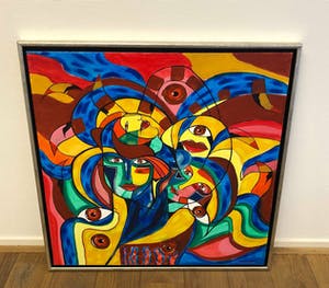 Maartje Wijngaarden - Schilderij met gezichten (groot werk!) kopen? Bied vanaf 75!