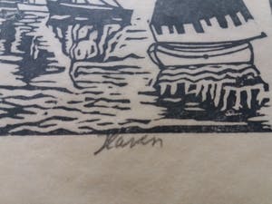 Jac. de Beer - Houtsnede "Volendam - Haven-" kopen? Bied vanaf 11!