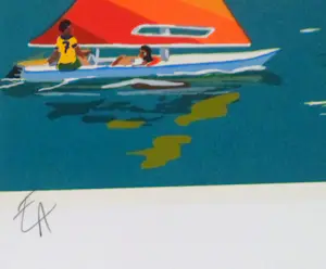 Fred Breebaart - Zomers zicht op kade de van Curaçao. Prachtige kleuren.Naïeve kunst. kopen? Bied vanaf 125!