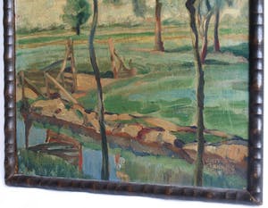 Jan Abraham Bakker - Olieverf op karton, Landschap – gesigneerd en ingelijst – 1932 kopen? Bied vanaf 25!