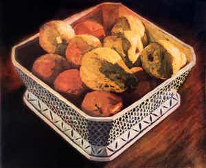 Marcel Schellekens - Stilleven met appels en peren - ets/aquatint, ingelijst verkocht voor € 115!