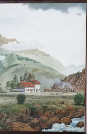 Joop Kobs - Treinstation in berglandschap kopen? Bied vanaf 250!