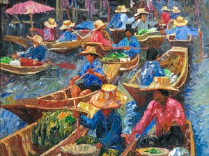 Niet of onleesbaar gesigneerd - Acryl op doek, Watermarkt - Ingelijst kopen? Bied vanaf 1!