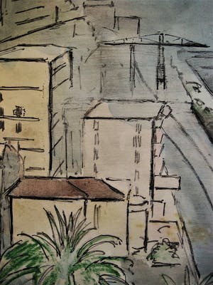 Hugo Liebe (I) - Fraaie impressionistische Aquarel - 1959 - Mediterrane Kustplaats - gesigneerd kopen? Bied vanaf 27!