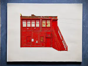 Siet Zuyderland - wegens niet betaald opnieuw in veiling: Unieke A.P. kleuren-Litho "the red Wall" kopen? Bied vanaf 64!