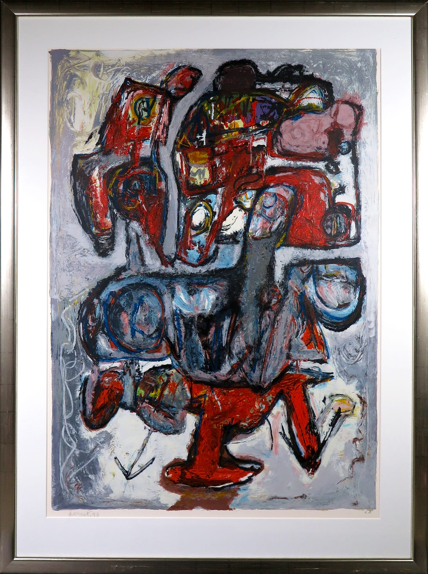 Jacques Doucet - Zeefdruk, Abstracte compositie - Ingelijst (Groot) verkocht voor € 250!