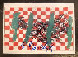 Georg Baselitz - Kunstpostkarte KPK, Bildelf, signiert verkocht voor € 80!