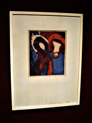 Flip van der Burgt - Beperkte oplage (1/50) Kleurhoutsnede "Danspaar" gesigneerd verkocht voor € 10!