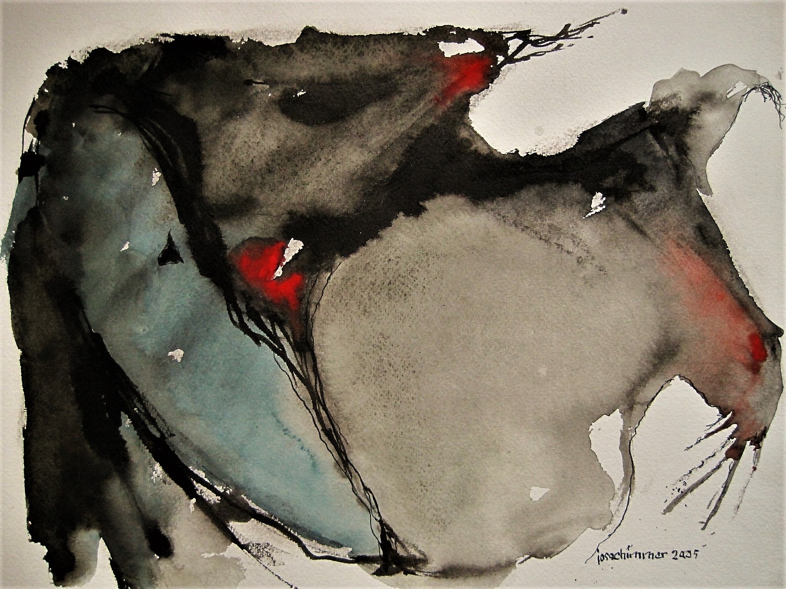 Jos Schimmer - Haarlems Abstract Expressionist - Gouache uit 2005 - gesigneerd kopen? Bied vanaf 1!