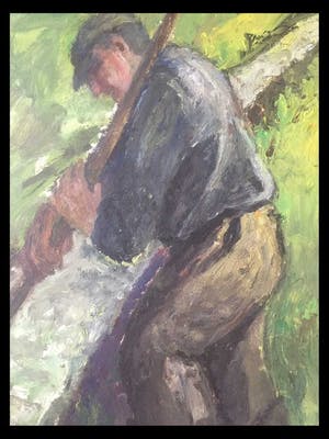 Piet Kloes - punterende boer in polderlandschap kopen? Bied vanaf 1!