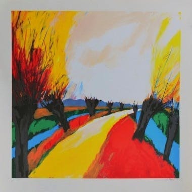 Gerda Elfring - Kleurenzeefdruk WILGENPAD Handgesigneerd. kopen? Bied vanaf 85!