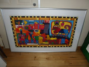 Clemens Briels - Zeefdruk, Pintate los labios Maria, pintate - Ingelijst (Groot!) kopen? Bied vanaf 225!