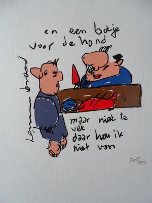 Herman Brood - Kleurenzeefdruk. Titel, En een botje voor de hond. kopen? Bied vanaf 50!