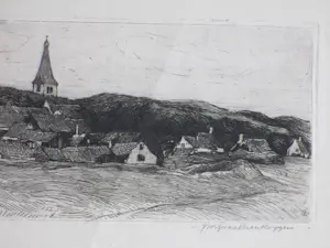 Johannes Graadt van Roggen - Gezicht op Domburg - Ets kopen? Bied vanaf 110!