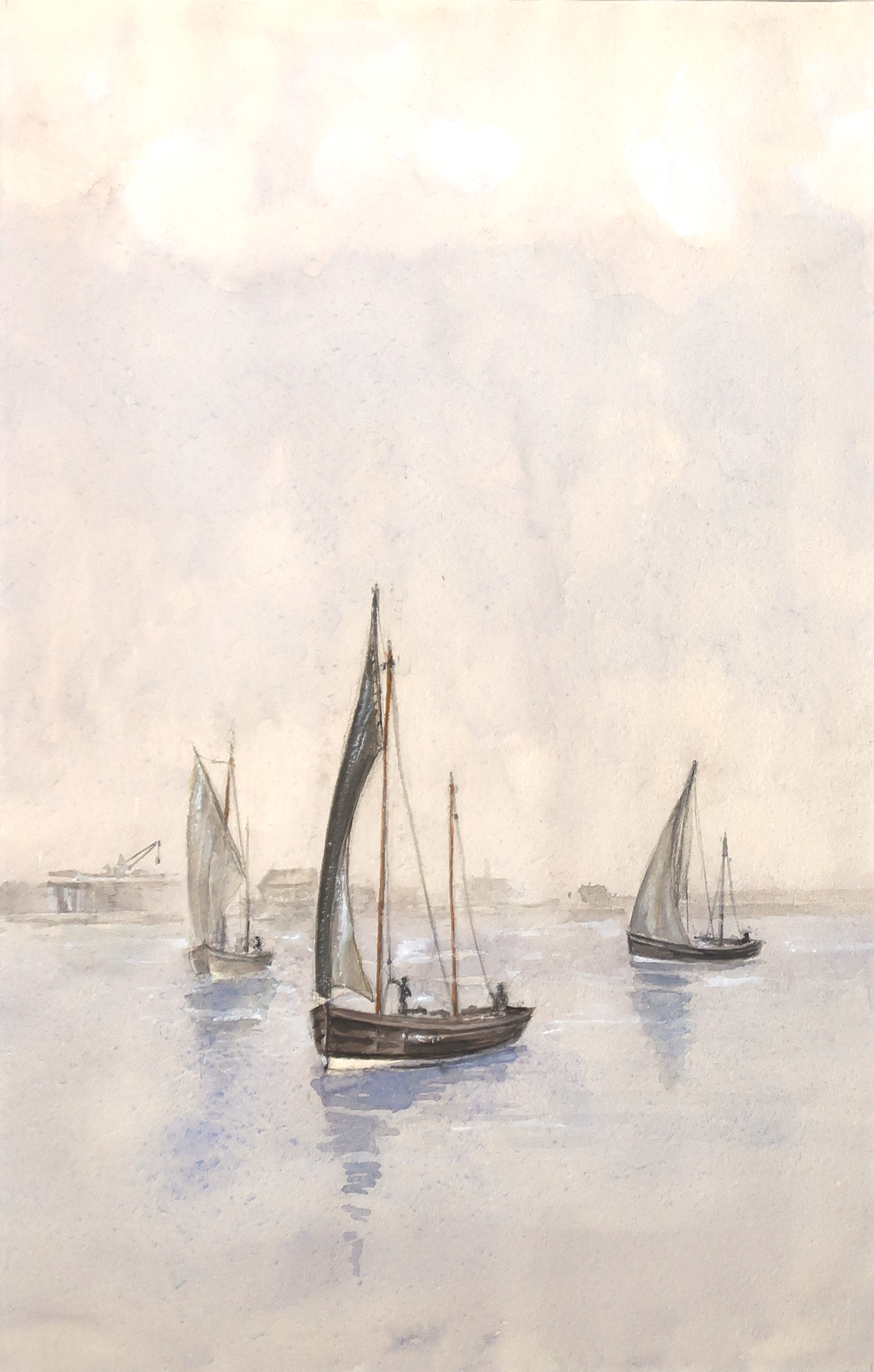 Niet of onleesbaar gesigneerd - Aquarel, Zeilbootjes in haven kopen? Bied vanaf 1!
