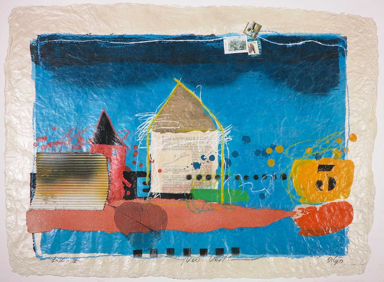 Theo Koster - Zeefdruk en collage, India I verkocht voor € 40!