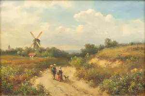 AcheterLodewijk Johannes Kleijn - Wandelende Personen met een molen in de verte? Enchérissez de 1275!