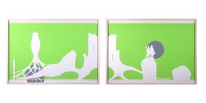 Gerard Polhuis - Collage op zeefdruk, De Burcht (2-luik) - Ingelijst (Groot) kopen? Bied vanaf 1!