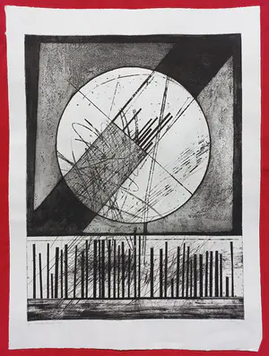 Ko Oosterkerk - Abstracte compositie, ets kopen? Bied vanaf 75!