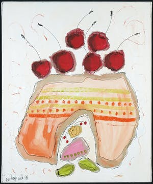 Geke uit de Bosch - Acryl en collage op doek, Een hapje wolk kopen? Bied vanaf 1!