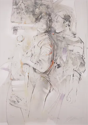 Gabriele Mierzwa - Litho, Omarmende figuren - Ingelijst kopen? Bied vanaf 1!