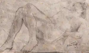 Alice Frey - tekening, vrouwelijk naakt, handgesigneerd en ingelijst verkauft für € 68!