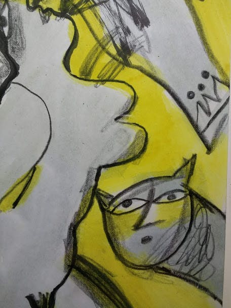 Corneille - tekening in krijt en aquarel, gesigneerd en gedateerd '95, ingelijst kopen? Bied vanaf 1100!