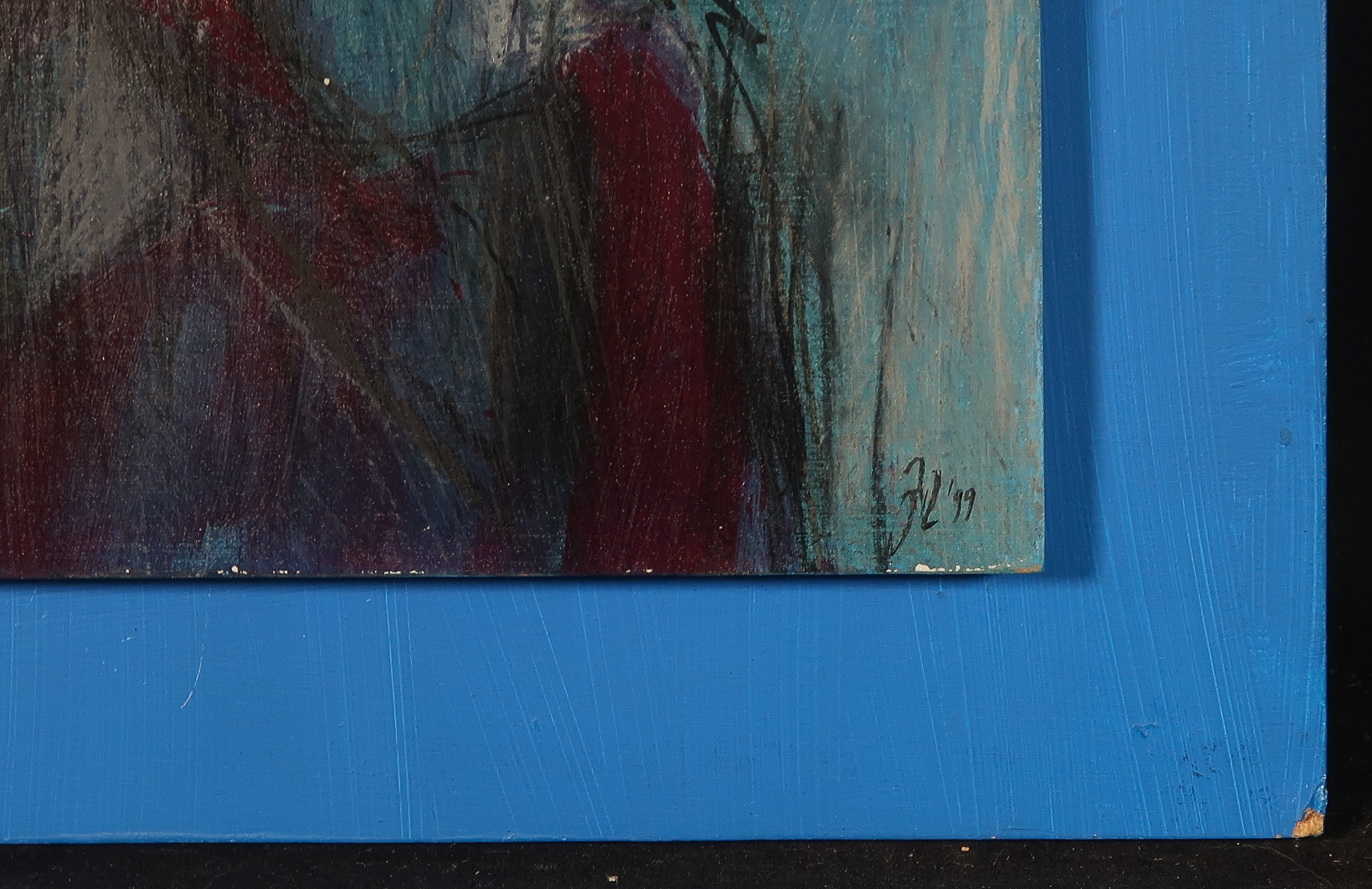 Joanne Zegers - Olieverf op paneel, Figuur blauwe ruimte  kopen? Bied vanaf 1!