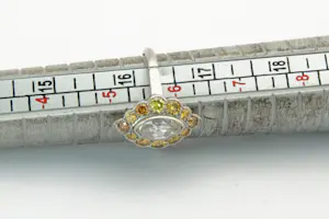 1341 - Bijzondere 1920  Platina (PT) Markies-ring totaal 0.90ct (cognac)diamant. kopen? Bied vanaf 420!