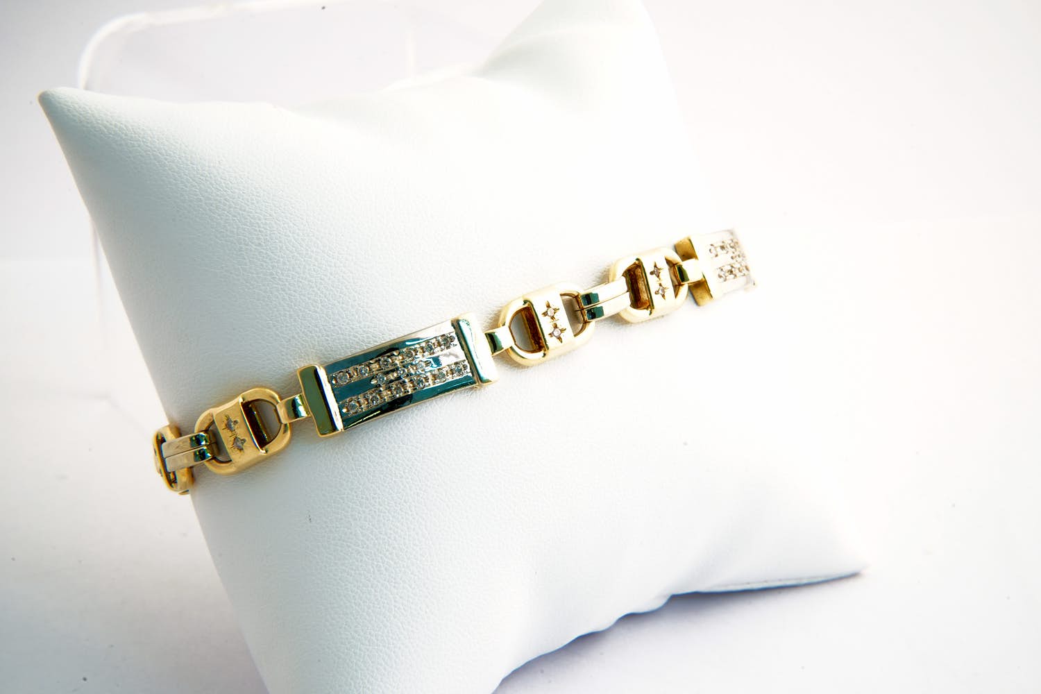 109- Zware 18Krt bicolor gouden & diamanten (0.50ct) fantasie armband verkocht voor € 1670!