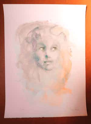 Leonor Fini - Handgesigneerde lithografie - Visage bleu - Oplage 30 verkocht voor € 39!
