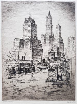 Anton Schutz - Three giants (New York), ets kopen? Bied vanaf 250!