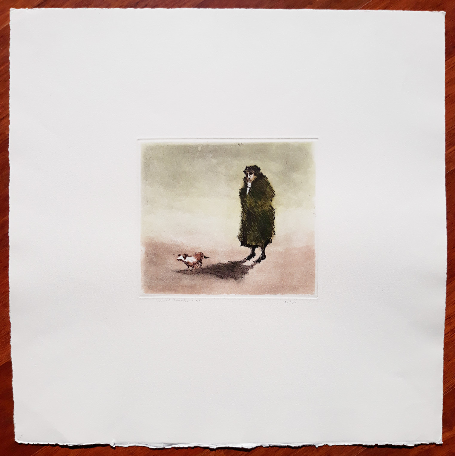 Mart Kempers - Vrouw met hondje, aquatint ets kopen? Bied vanaf 60!