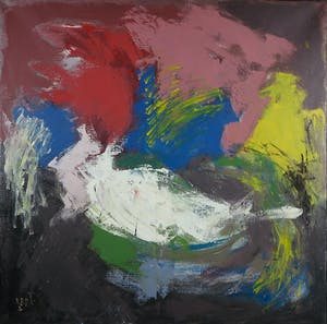 Martin van Wordragen - Olieverf op doek, Broedende vogel - Ingelijst (Groot) kopen? Bied vanaf 250!