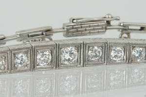 1277 - 14 krt "Art-Deco" witgoud en diamanten dames armband ca1.00ct kopen? Bied vanaf 670!