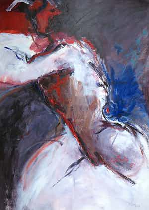 Franscz Witte - Gemengde techniek op papier, Zwart/wit Naakt verkocht voor € 1!