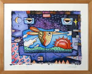 Wim Heesakkers - Zeefdruk, A brand new day - Ingelijst verkocht voor € 35!