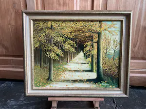 Niet of onleesbaar gesigneerd - Bospad in herfst. kopen? Bied vanaf 1!