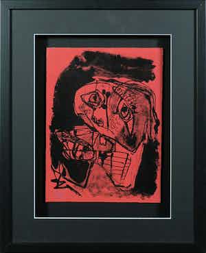 Karel Appel - Litho uit de uitgave Rhapsodie de ma nuit - Ingelijst verkocht voor € 1!