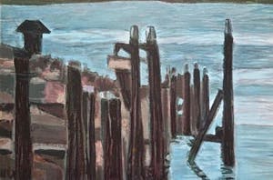 Valentin Bakardjiev - "Dalem" - Rivierlandschap met Vogel - zicht op Kasteel Loevestein kopen? Bied vanaf 29!