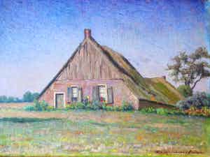 Willy van Schoonhoven van Beurden - Boerderij te Havelte - Olieverf/doek verkocht voor € 120!