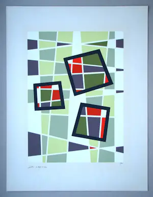 Jean Leppien - Composition abstrait - Originele zeefdruk - 1954 kopen? Bied vanaf 180!