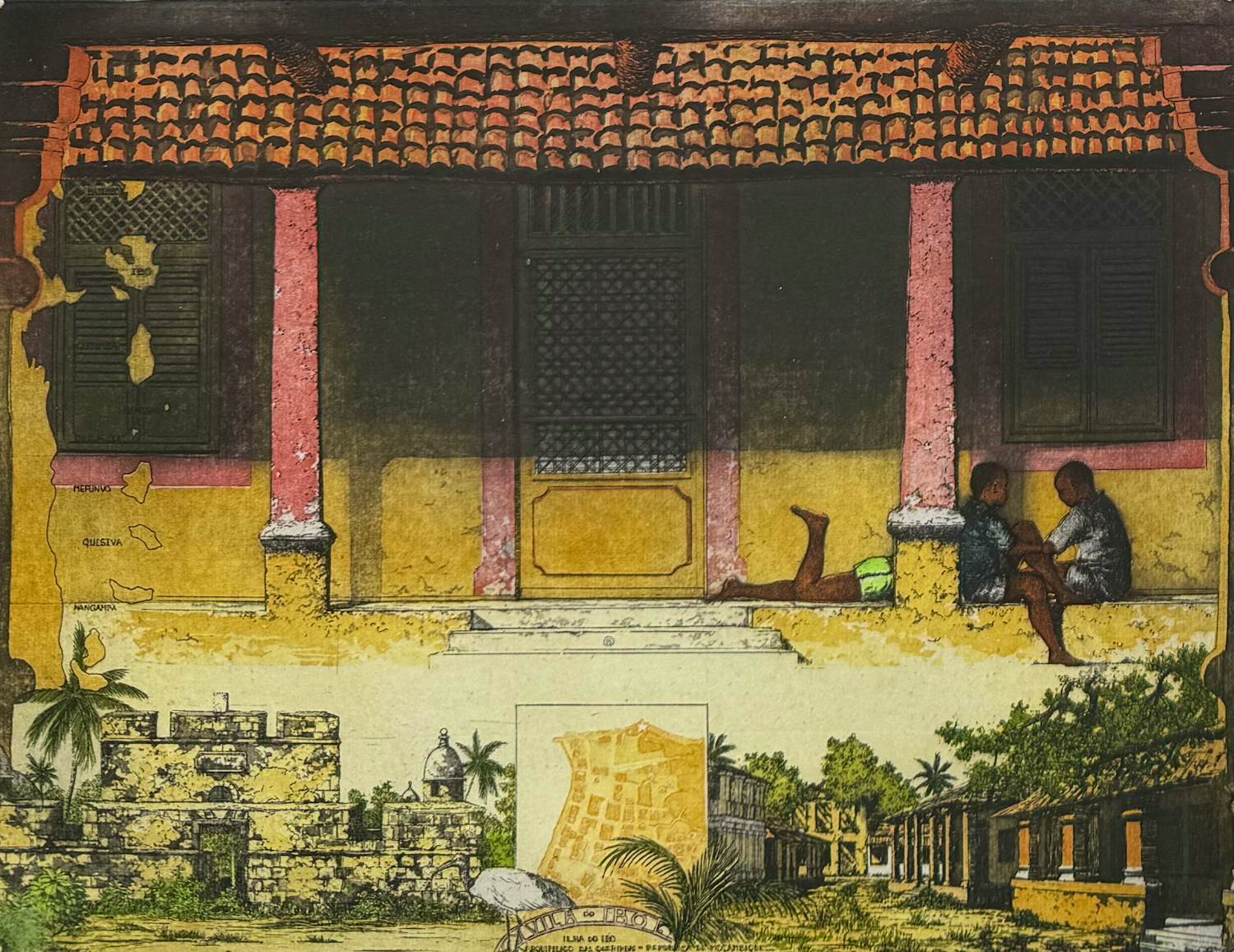 Rolf Weijburg - handgesigneerde kleurenets | 'Vila do Obo' | 1999 (INGELIJST) kopen? Bied vanaf 125!