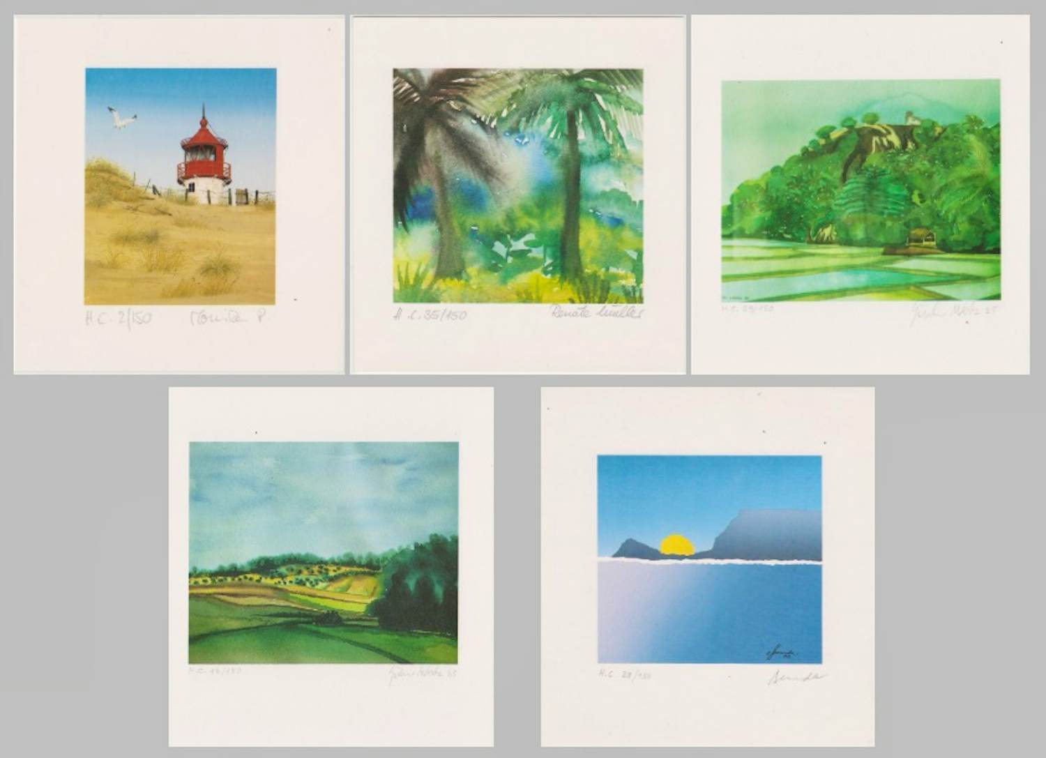 Arthur Secunda - e.a: vijf handgesigneerde zeefdrukken: Landschappen I t/m V kopen? Bied vanaf 29!