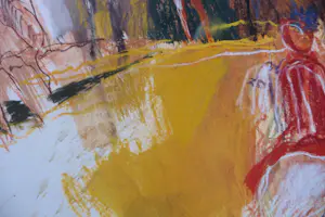 Jan Peter van Opheusden - Groot uniek werk op papier (krijt, verf), Ruiters en paarden - Ingelijst kopen? Bied vanaf 500!