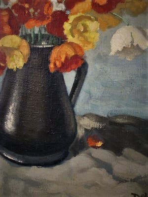 Niet of onleesbaar gesigneerd - Groot rond 1930 geschilderd "gevarieerd Bloemstilleven" gesigneerd kopen? Bied vanaf 10!