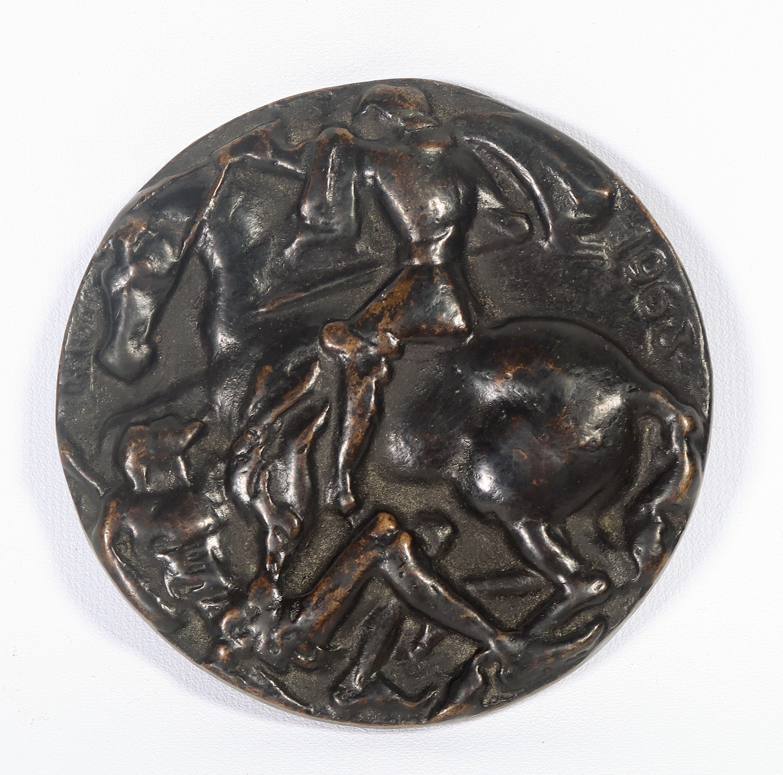 Pieter d' Hont - Bronzen penning Rotary Utrecht, Ruiter te paard verkocht voor € 80!