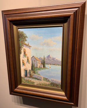 Albert Torringa - Zuid Europees landschap met bergen en meer. kopen? Bied vanaf 40!