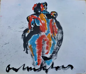 Anton Heyboer - Moeder en kind De oermoeder Mooie krachtige sierlijke schildering kopen? Bied vanaf 400!