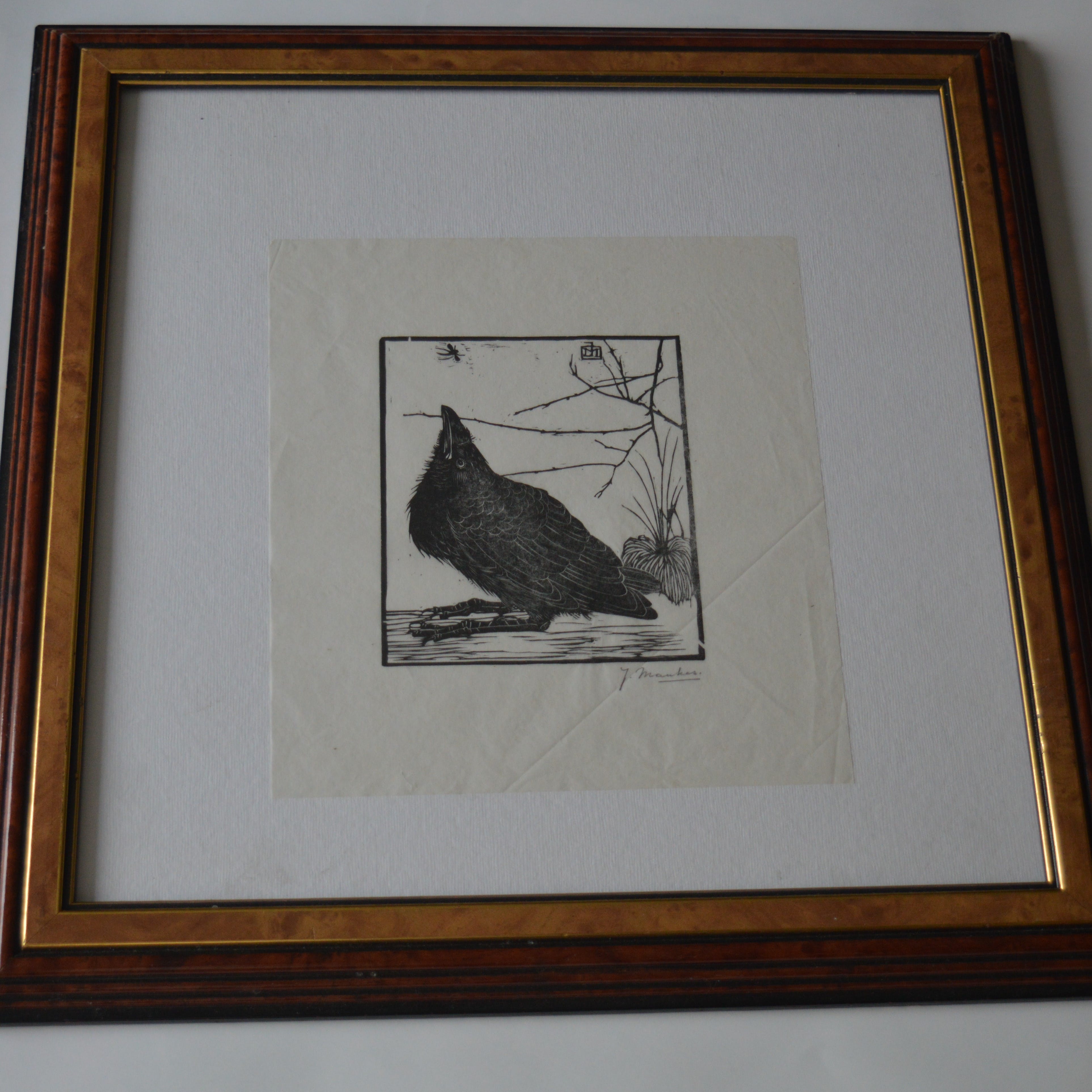 Jan Mankes - Jan Mankes - Jonge kraai, kijkend naar mugje verkocht voor € 500!